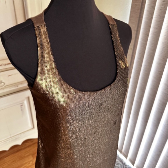 ANTHROPOLOGIE Bronze Sequined Top - Picture 2 of 5